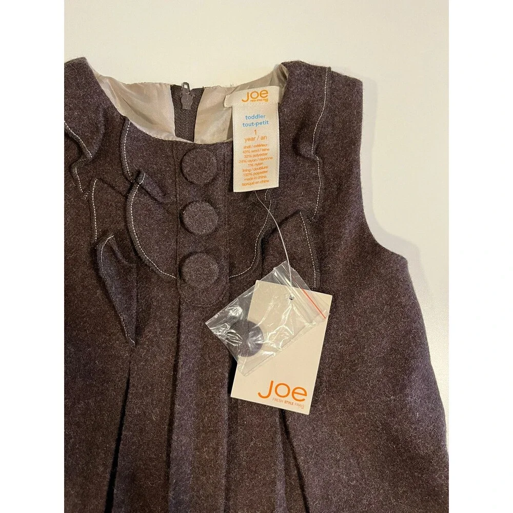 Joe Fresh Toddler Girl Wool Blend Dress Size 1 Yr Brown Sleeveless